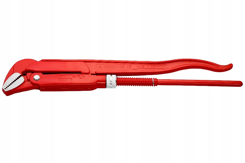 Stavitelný klíč na trubky Knipex, švédský typ, zahnuté 45 stupňů, délka 430 mm, rozevření čelistí 60 mm, Najder