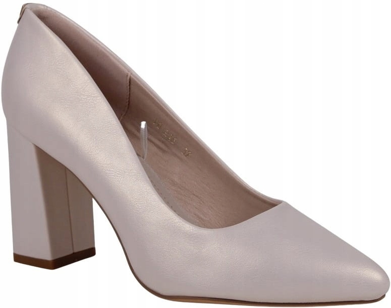 iButy DAMSKIE CZÓŁENKA BUTY NA SŁUPKU WYGODNE STABILNE BEŻOWE PERŁOWE Wzór dominujący bez wzoru