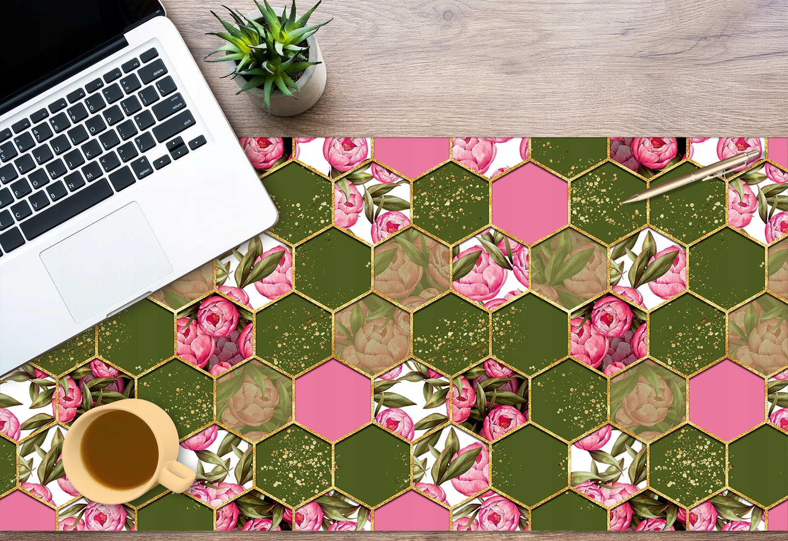 Mata ochronna 120x60 na Biurko Różowe Heksagony Marka matoMAT