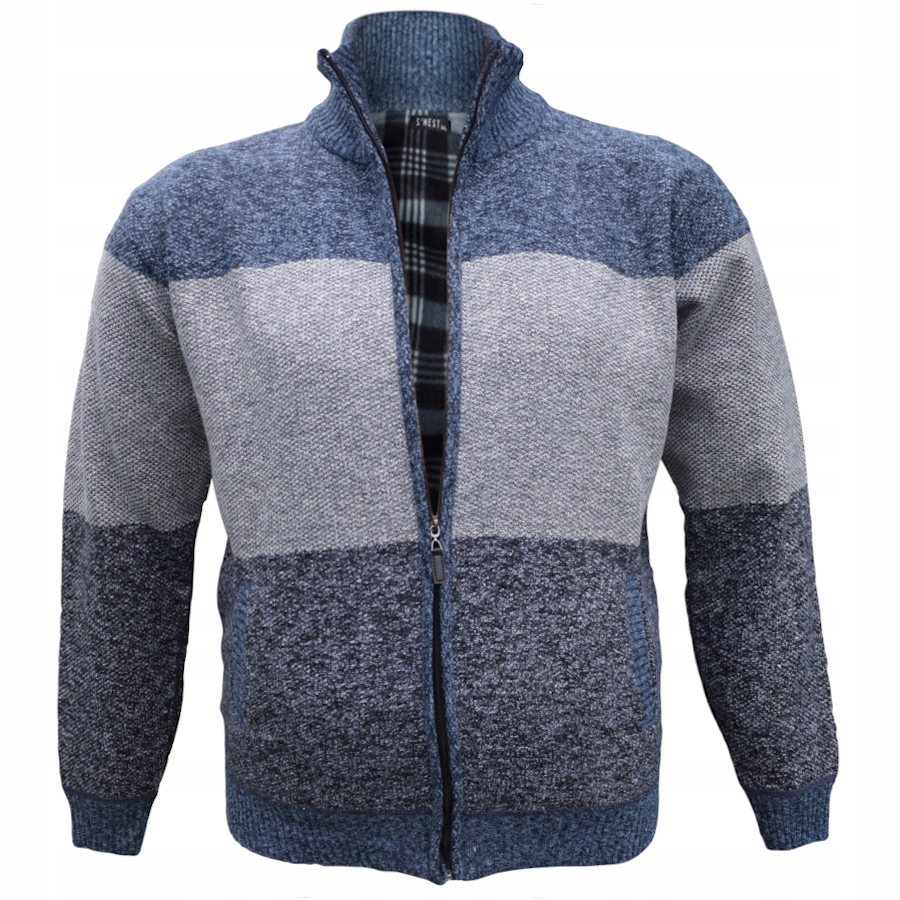 

03 033 Ciepły Sweter Na Polarze Niebieski roz. 4XL