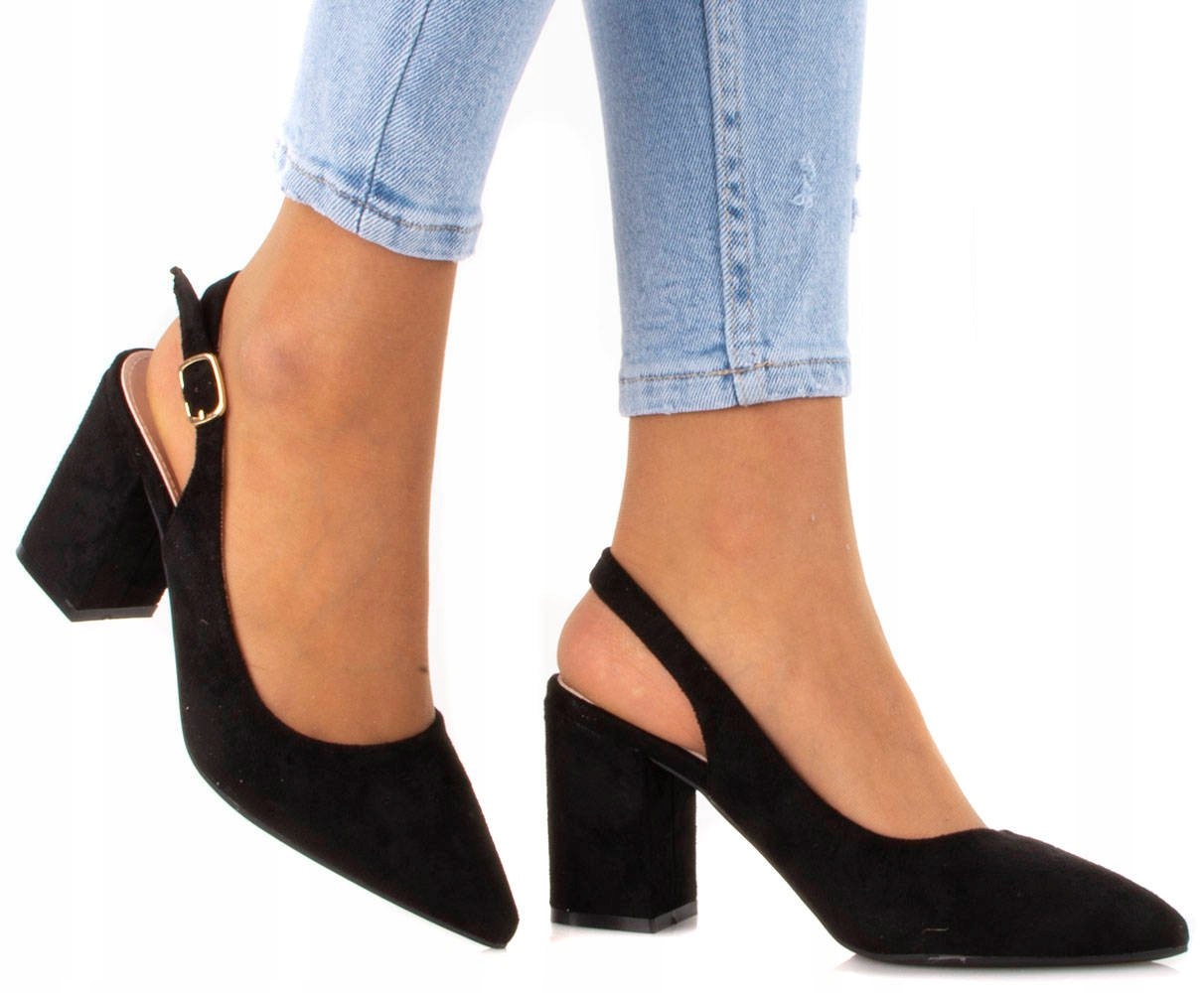 

Czarne Zamszowe Czółenka 37