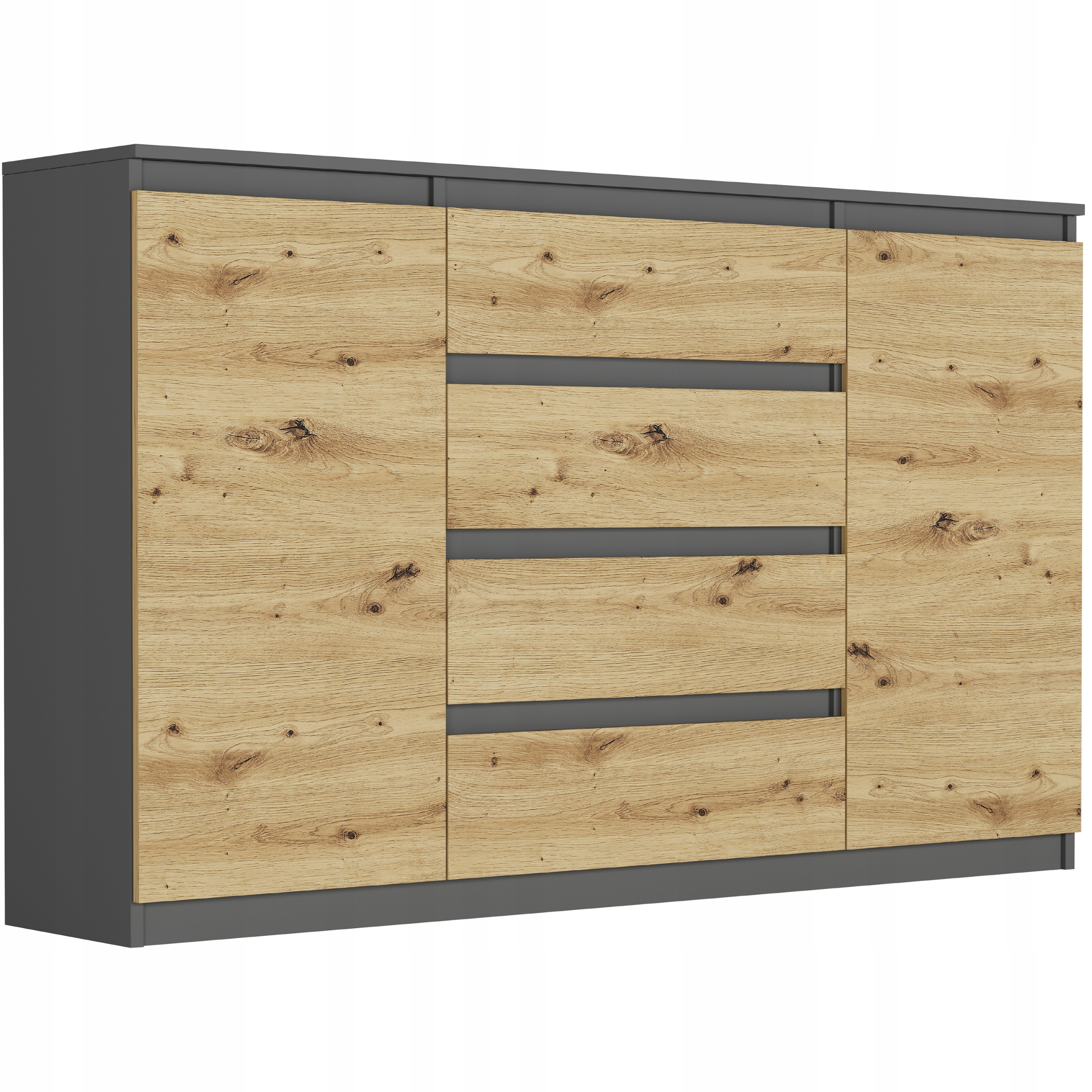 Módní Komoda 160 Skříňka 4 Š. 3 Police R-160-S4 Antracit MIX Artisan