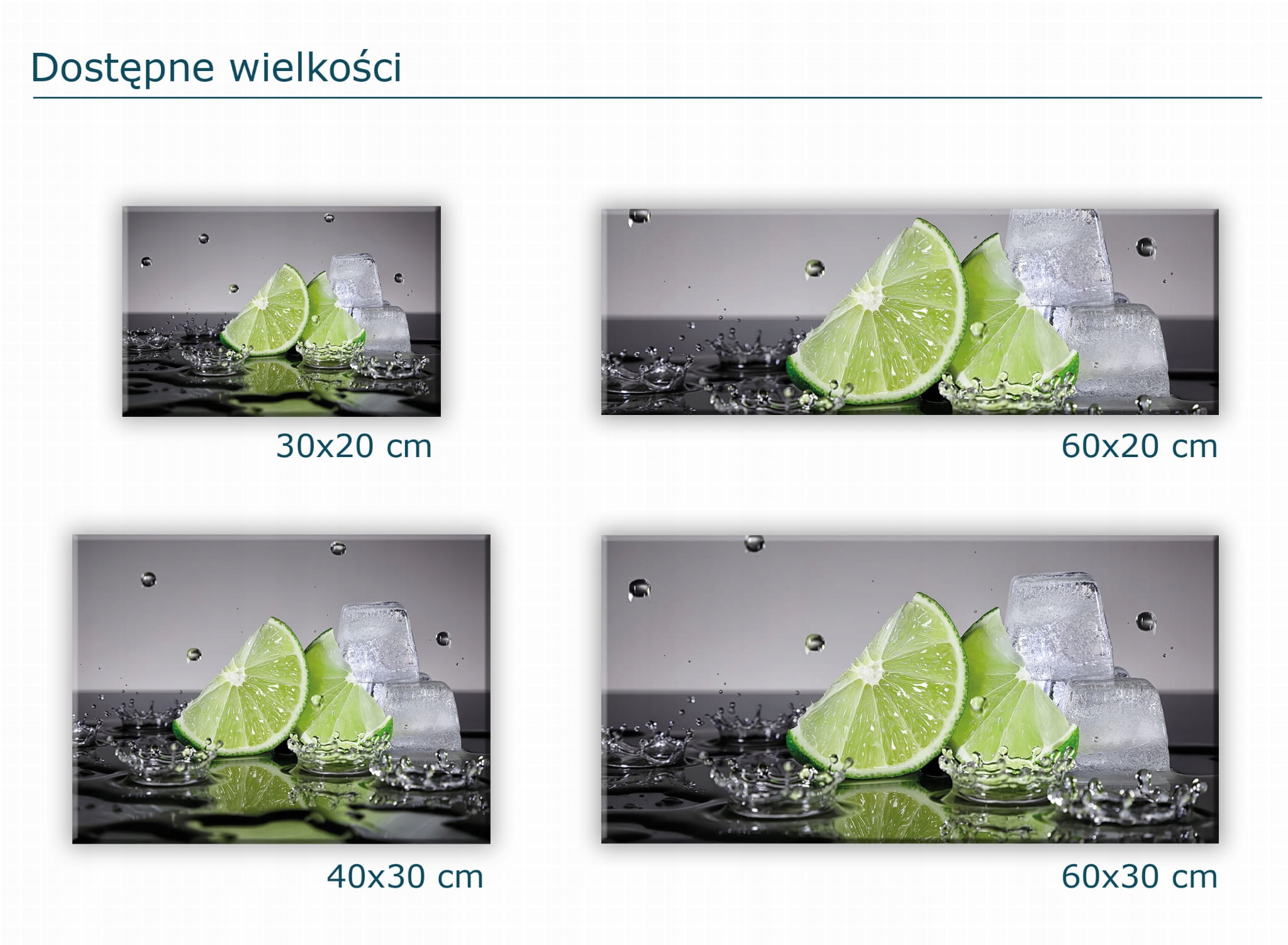 SZKLANA DESKA KUCHENNA 40x30 16b Limonki i lód Długość 40 cm