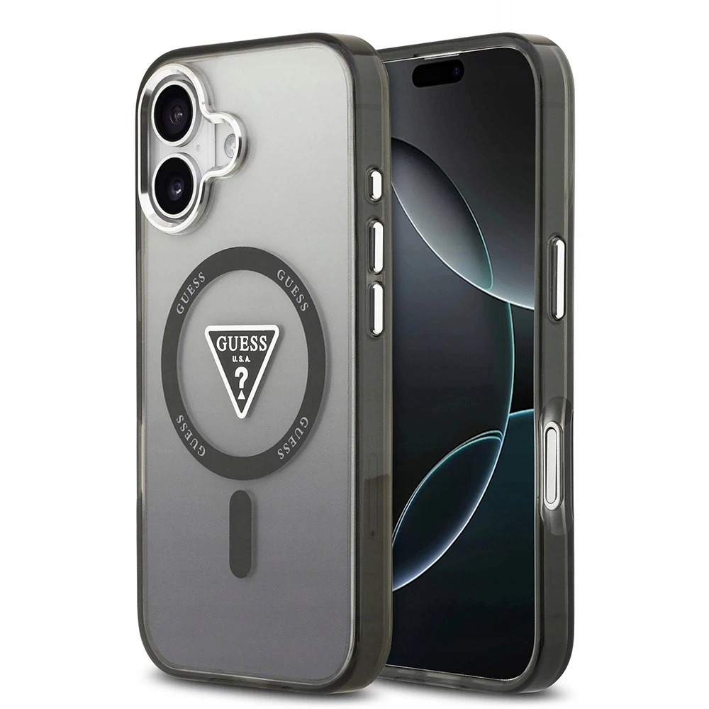 Guess etui IML Gradient Triangle Logo MagSafe do iPhone 17 czarne