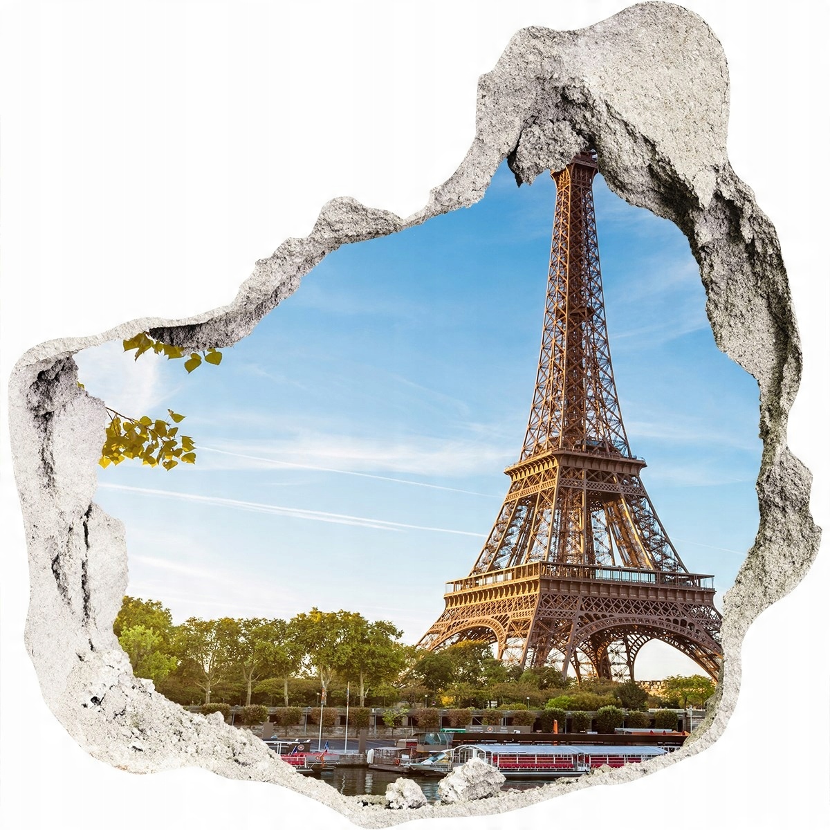 

Fototapeta dziura na ścianę 3d Wieża Eiffla Paryż