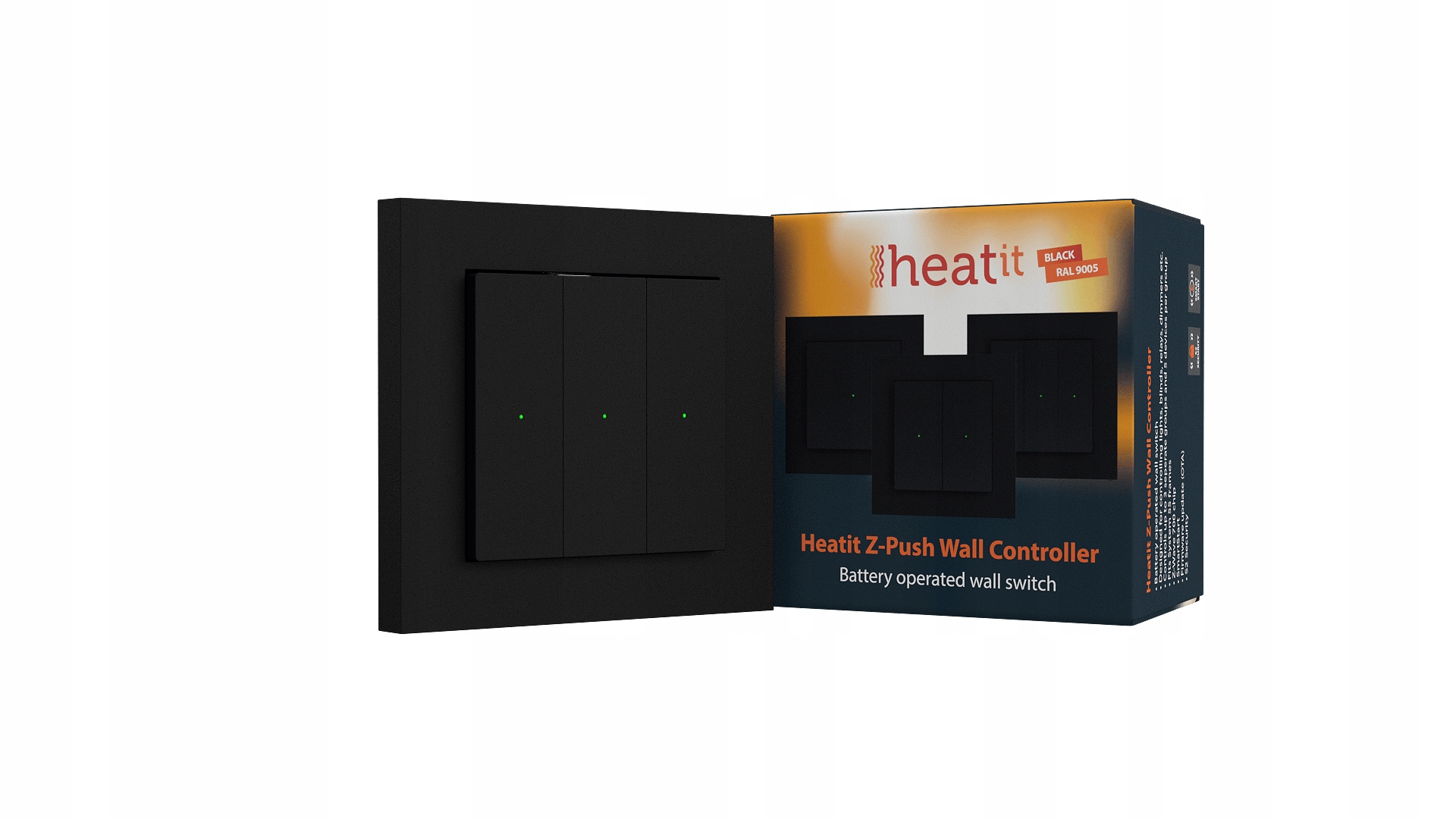 Heatit Z-Push Wall Controller czarny Z-wave