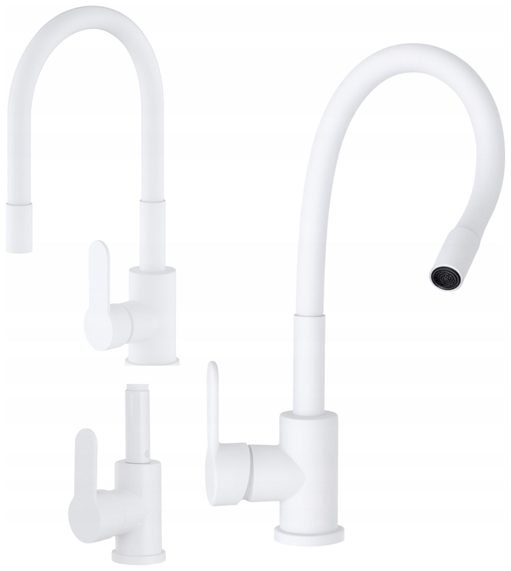 Kuchyňská stojánková baterie flexibilní ramínko Grado kohoutek do kuchyně bílá