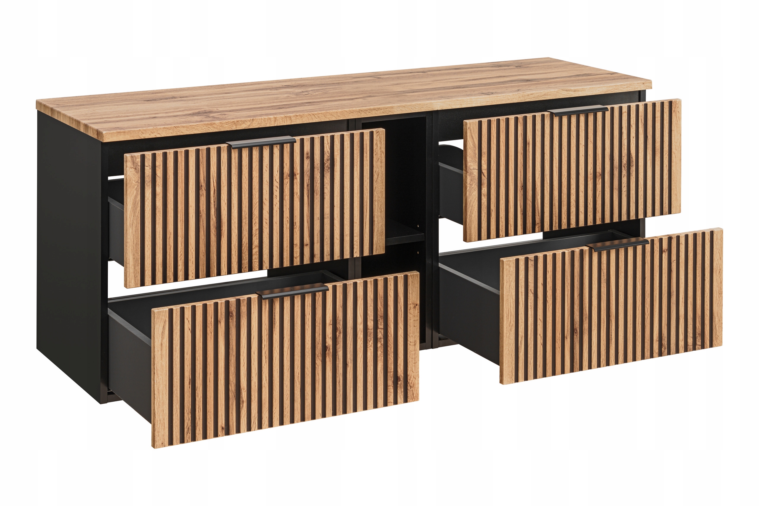 WISZĄCA Szafka do Łazienki CZARNA 140 BLAT RYFLE Typ pod umywalkę