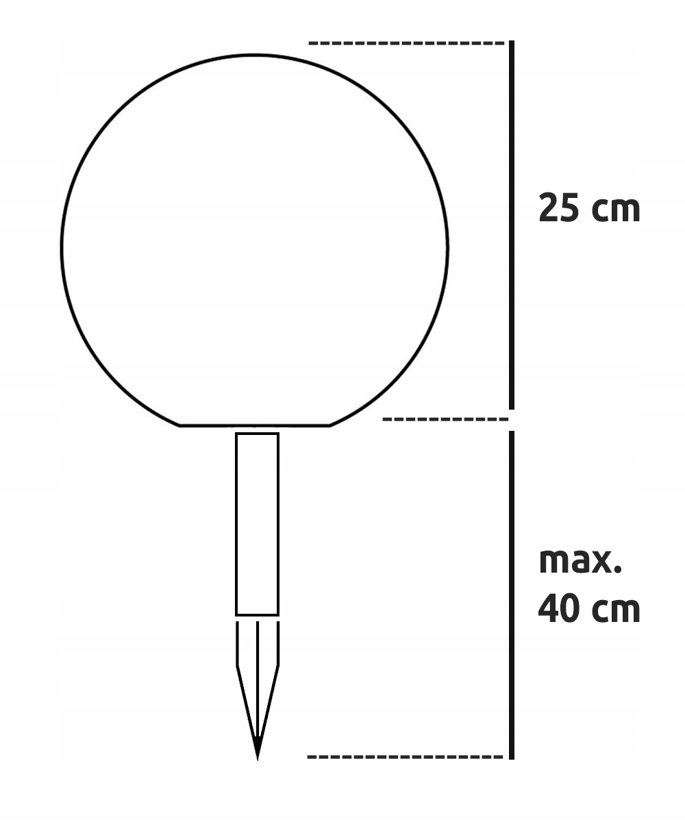 Lampa ogrodowa Kula solarna LED 25 cm wbijana naziemna SuperLED Kolor dominujący biały