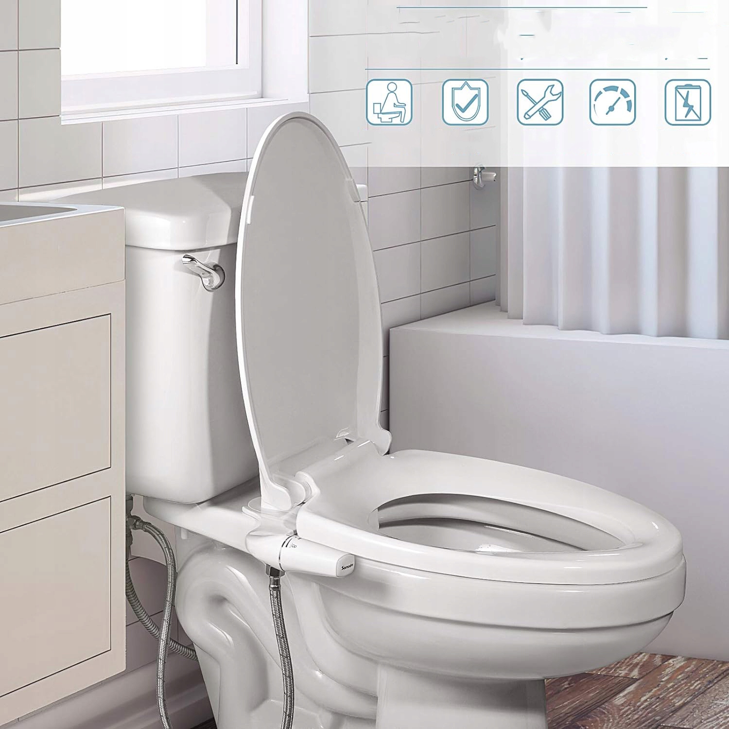 ULTRACIENKI BIDET TOALETOWY Z PODWÓJNĄ DYSZĄ, OBSŁUGIWANY PRAWĄ RĘKĄ Linia 1