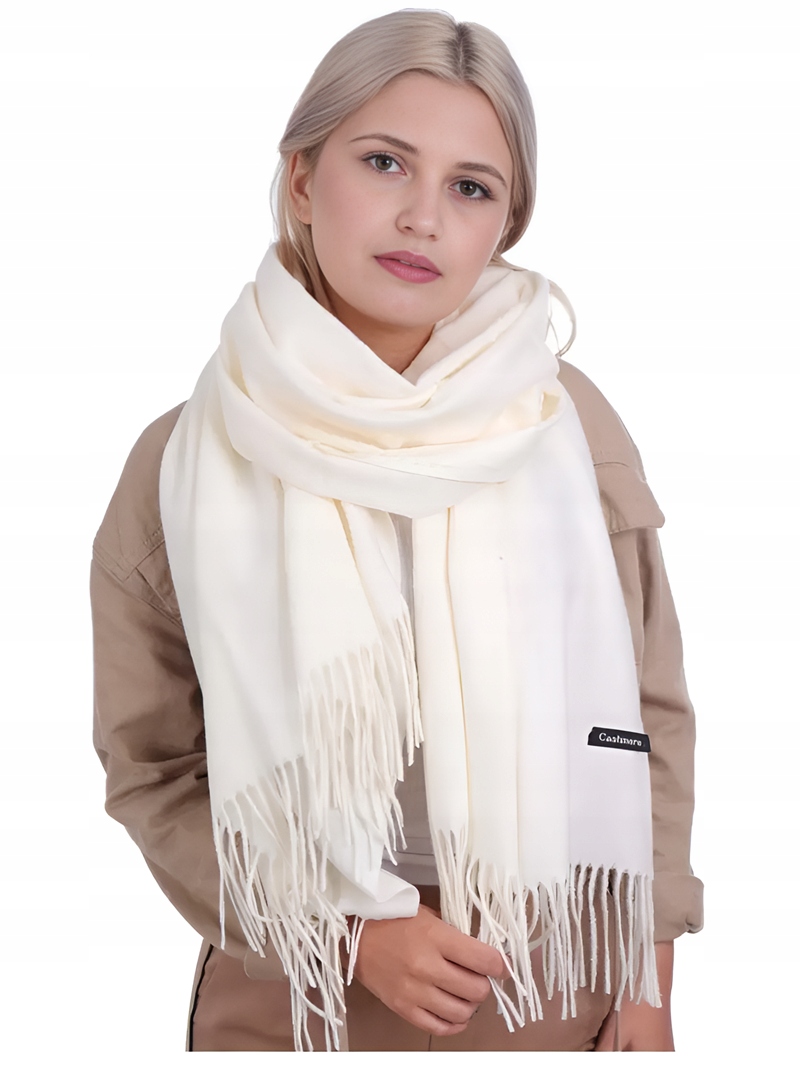 ELEGANCKI SZAL DAMSKI SZALIK ECRU KREMOWY ZWIEWNY LEKKI WIOSENNY Marka inna