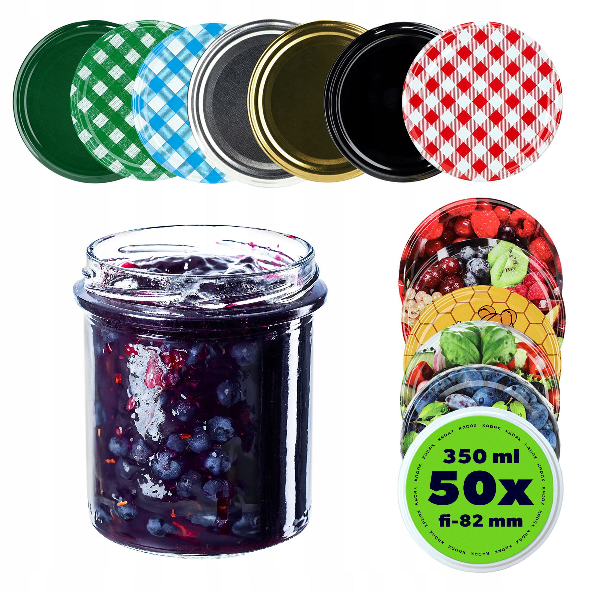 Zavařovací Sklenice 350 ml Sklenice Na Zavařeniny Skleněný Med Víčko Šroubovací Víčka 50 Ks Fi 82