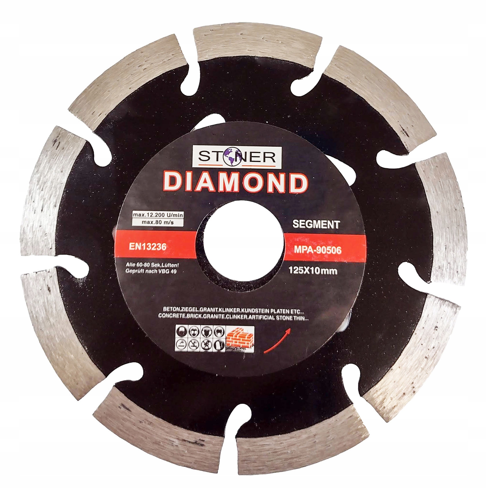 TARCZA DIAMENTOWA DO BETONU CEGŁY KOSTKI 125 x 22,2 MM STONER SEGMENTOWA