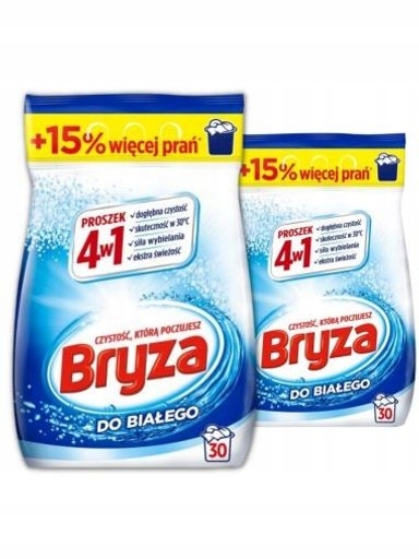 Levně Prášek na praní Bryza 4v1 na bílé prádlo 2 x 1,95 kg