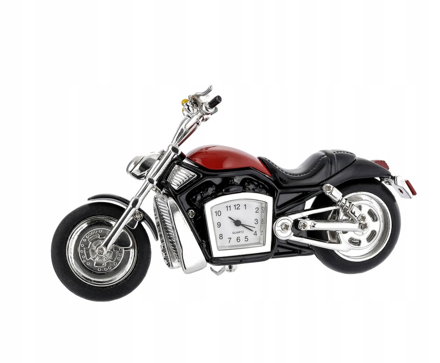 Motocyklové hodinky chopper červený motor kovový s hodinami ozdoba dekorace