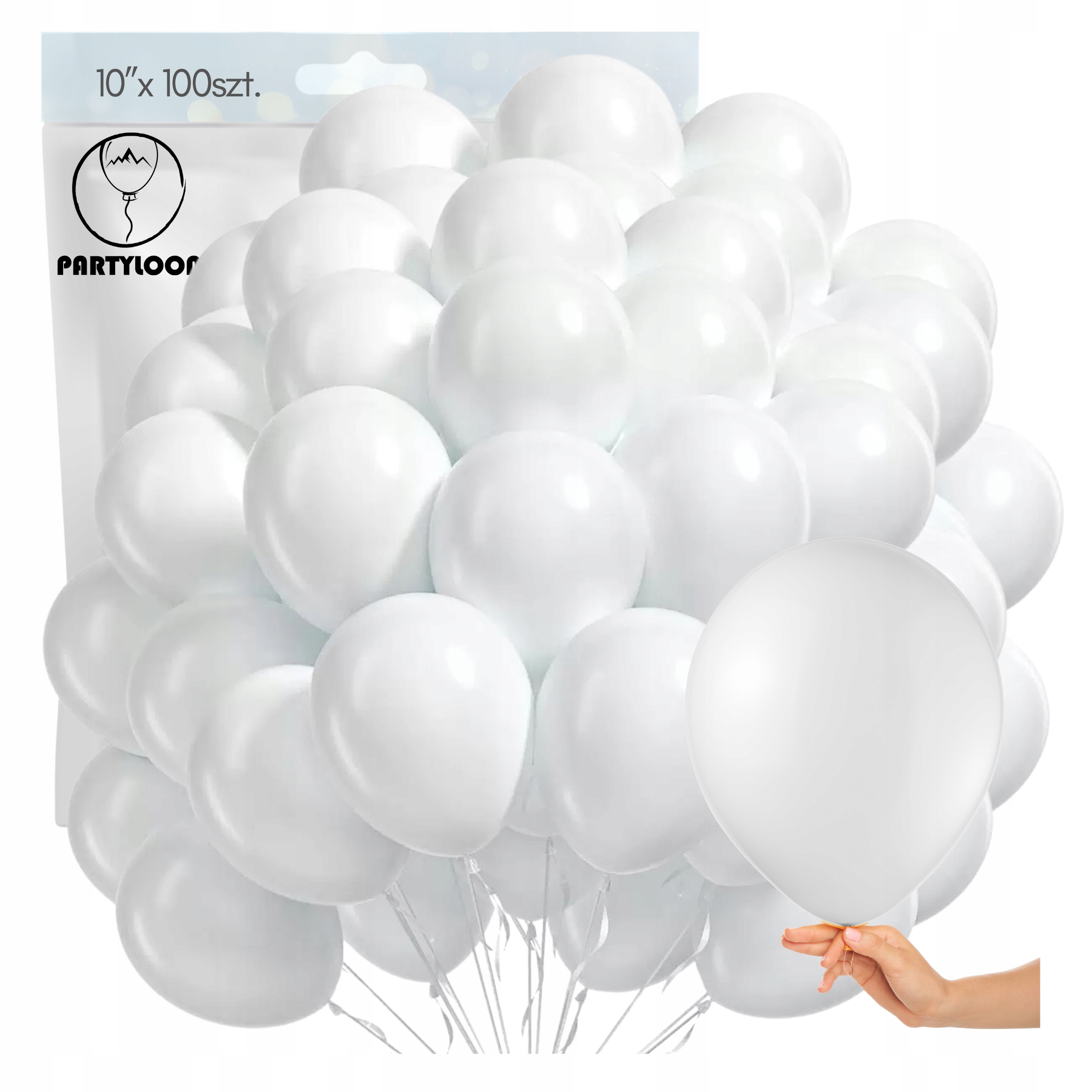 Balony Białe Pastelowe 100 szt CHRZEST ŚLUB KOMUNIA BIAŁY Matowe Wesele