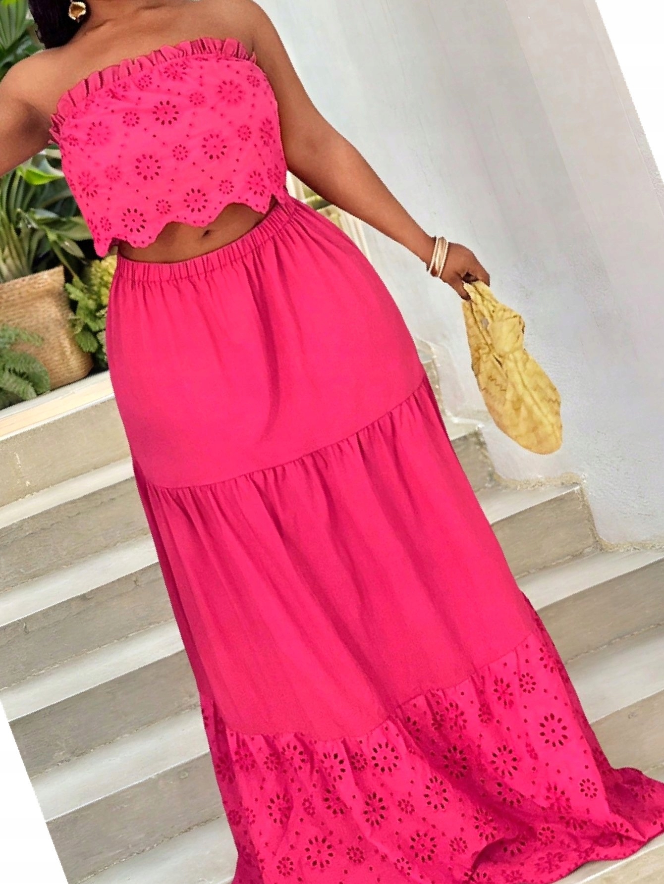 Komplet Košilka Růžová Letní Sukní Z Prázdninového Ažurového 3XL 46