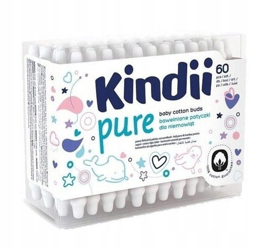Patyczki higieniczne dla niemowląt60 szt Kindii