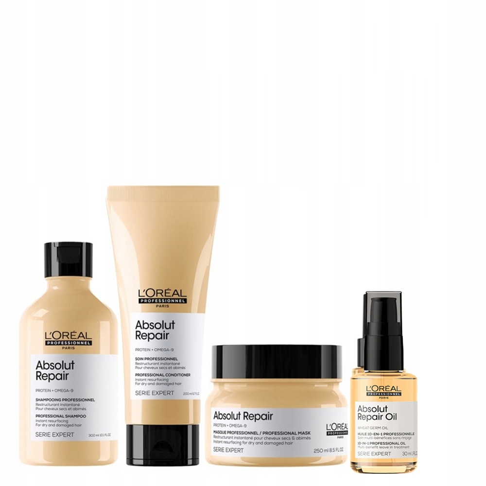 Loreal Absolut Repair sada poškozené vlasy šampon kondicionér maska olej