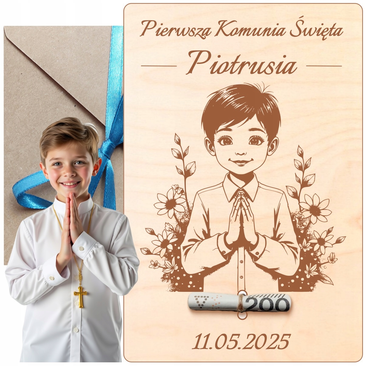 DARČEK NA SVÄTÉ PRIJÍMANIE, SUVENÍR PRE CHLAPCA, POHĽADNICA OD STARÝCH RODIČOV, GRAVÍROVANIE, ŽELANIE