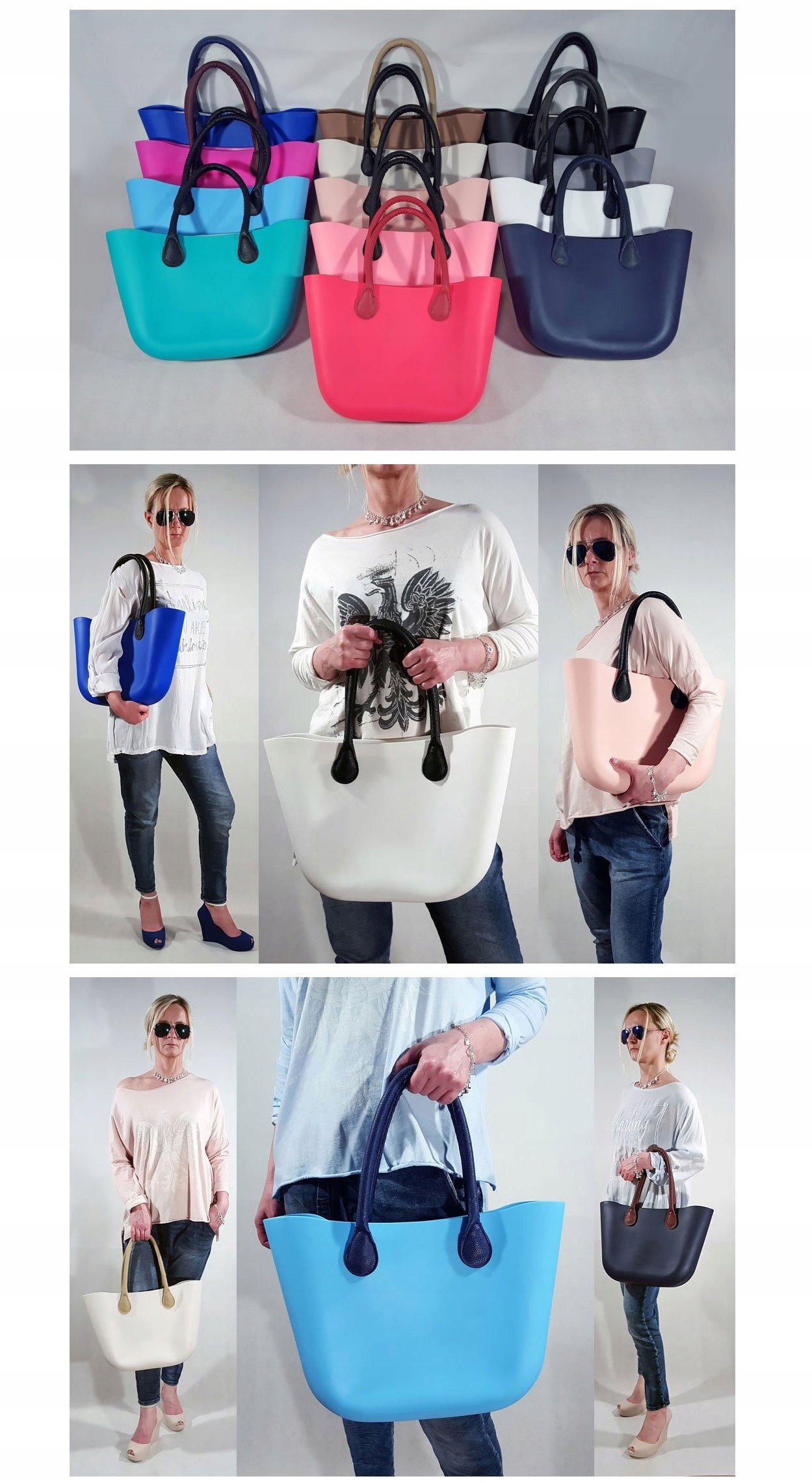 O TORBA GUMOWA TOREBKA JELLY SHOPPER BAG HOBO TGS Szerokość produktu 48 cm