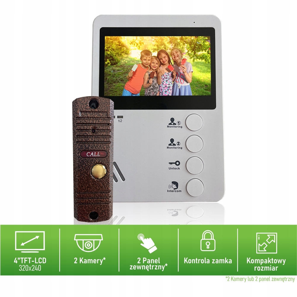 Zestaw wideodomofonowy MIA VID-4W-42Br Informacje dodatkowe Sterowanie napędem bramy