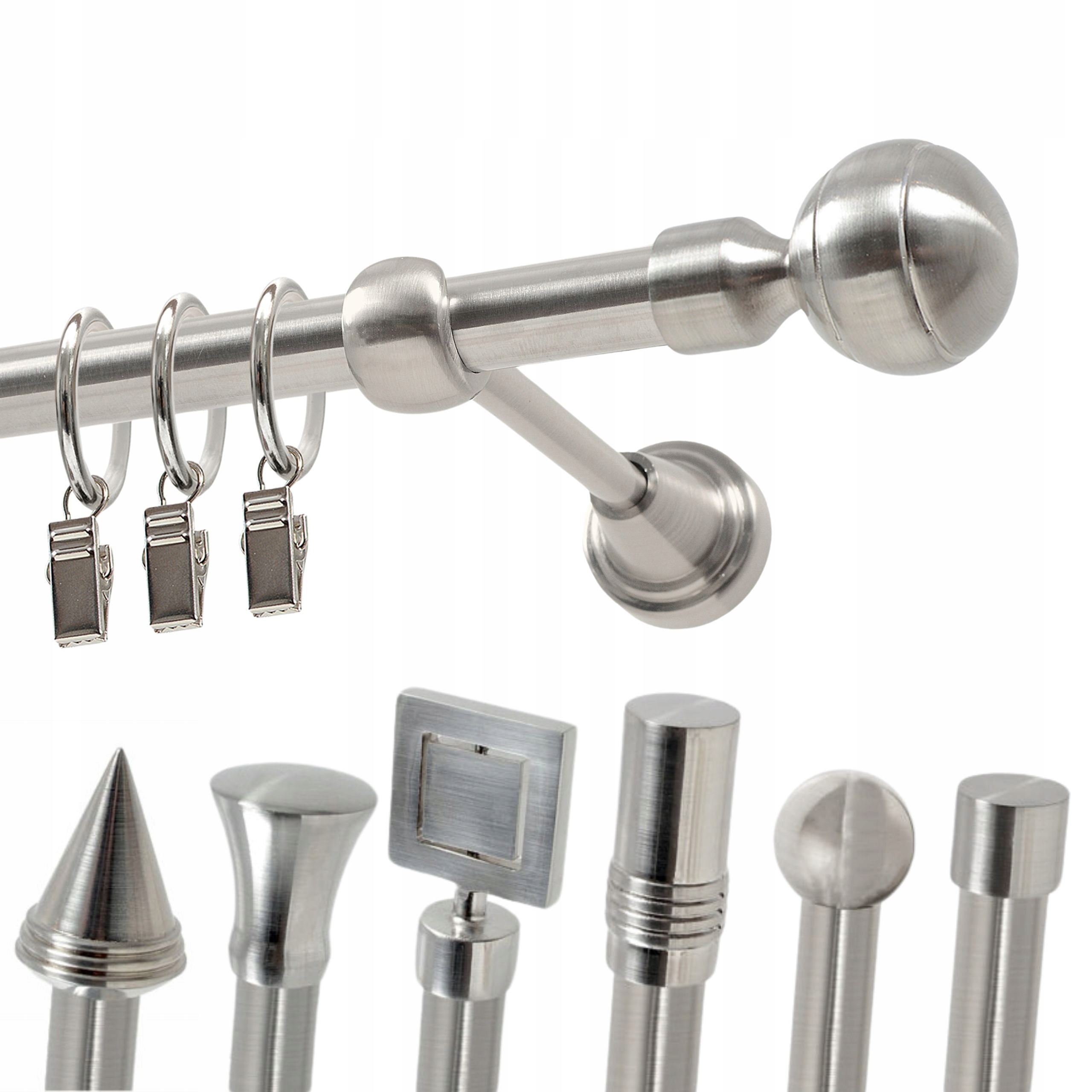 Karnisz metalowy pojedynczy 16 mm 220 cm z kółkami