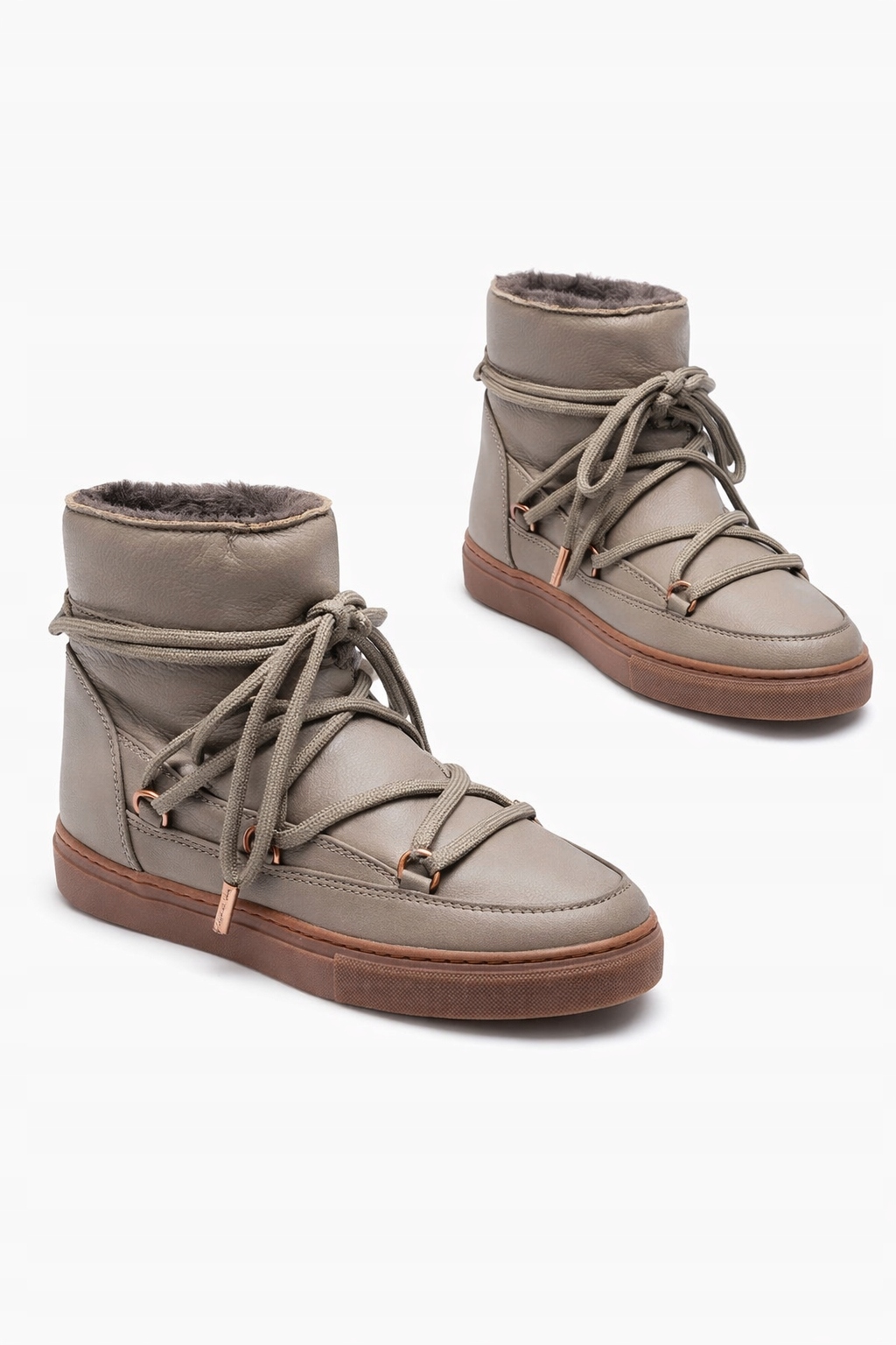 Inuikii Kožené Zimní Sněhule V Béžové Barvě S Kožešinou 36 I4C