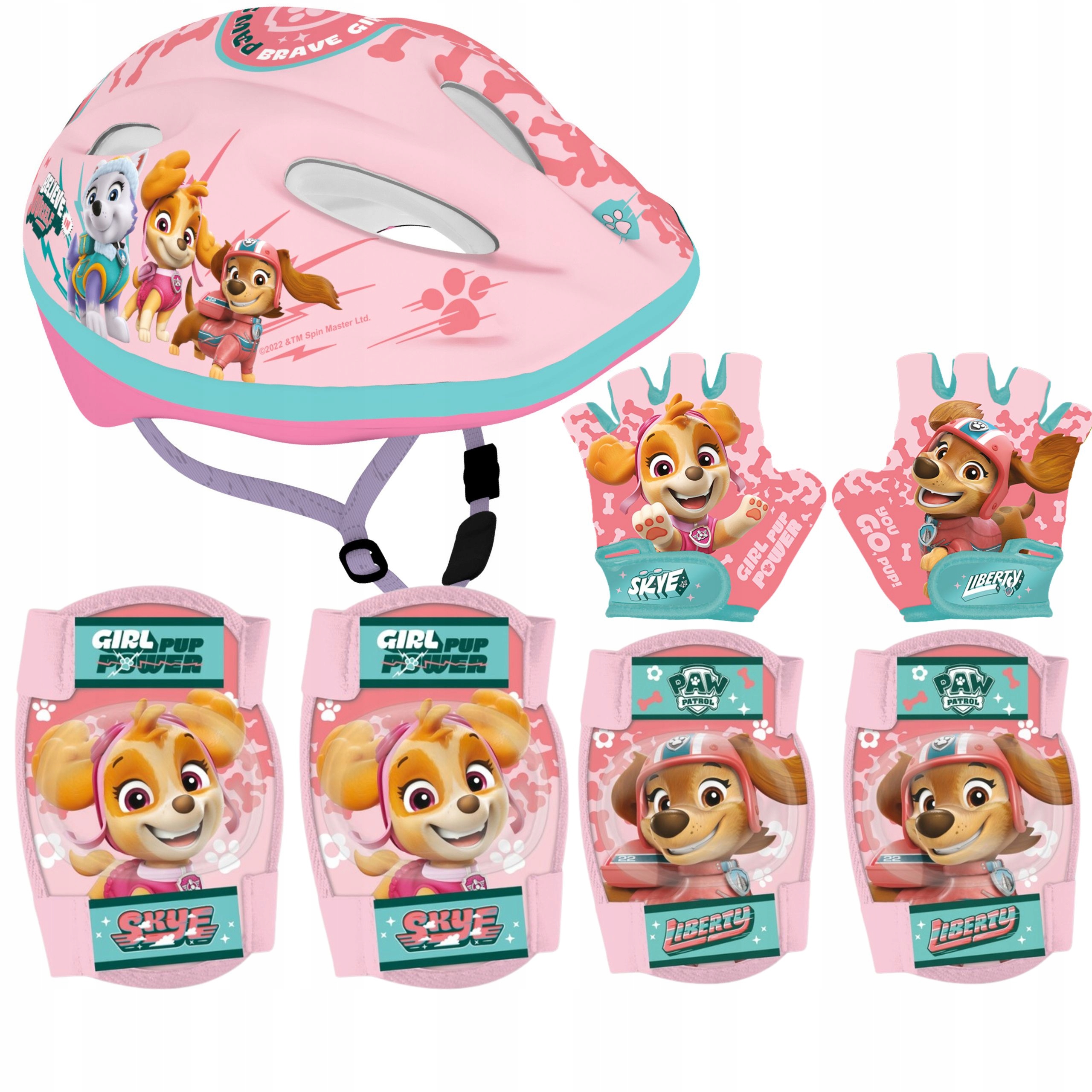Zestaw Psi Patrol Kask, Ochraniacze Na Łokcie Kolana Rękawiczki Skye Rower
