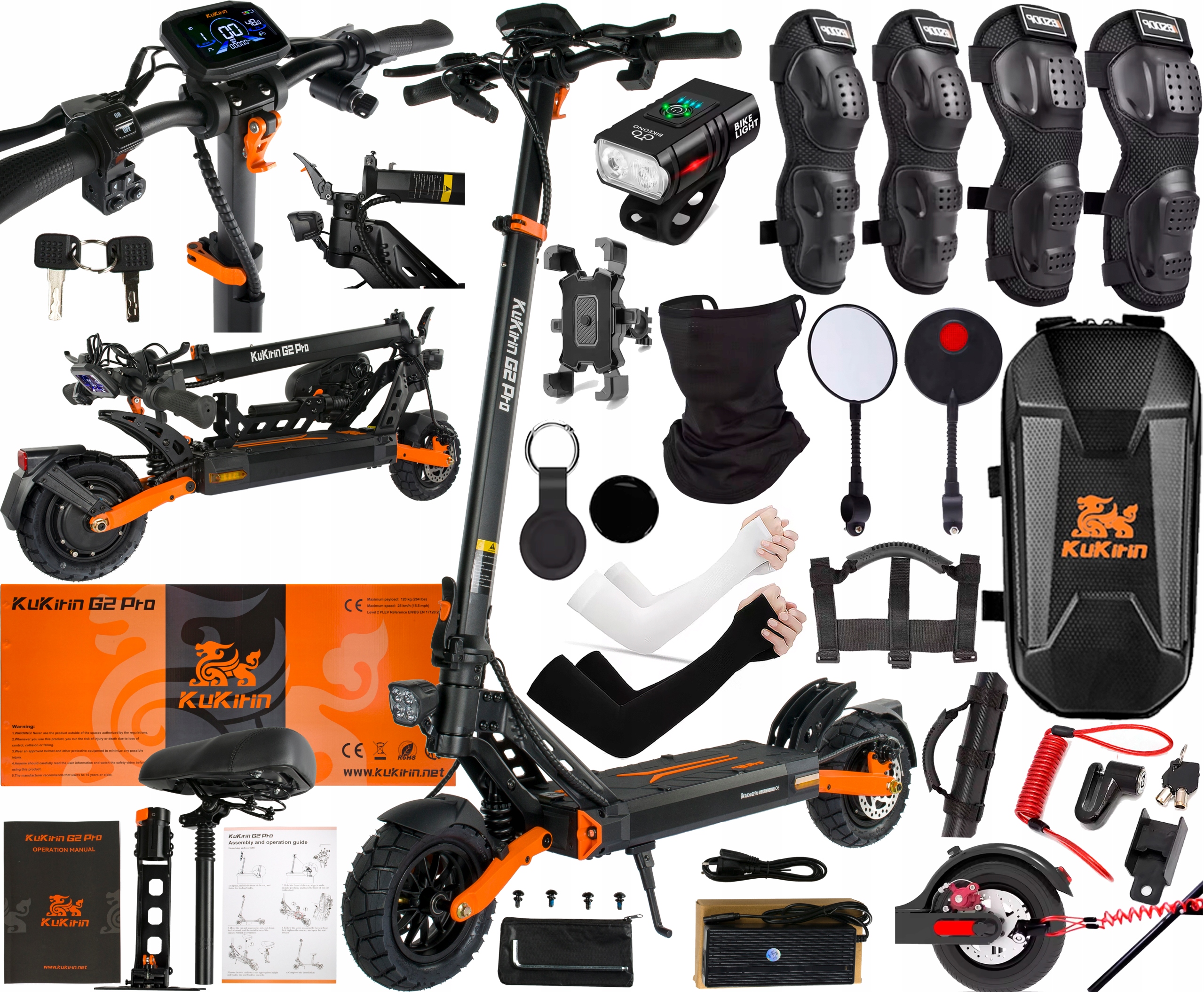 KuKirin G2 Pro Elektrické vozidlo 600W 48V 15.6AH 45KM/H 58KM +11 PrezentW