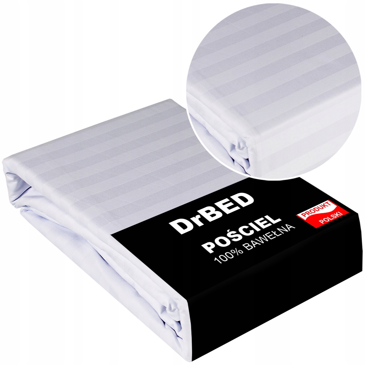 Pościel Hotelowa 220x200 Biała Adamaszek 100% Bawełna 2x Poszewka 70x80