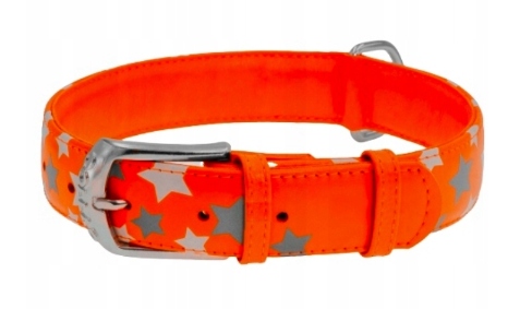 Levně Collar Waudog Obojek pro psa z reflexní kůže s hvězdičkami 22 mm 38-49 Cm