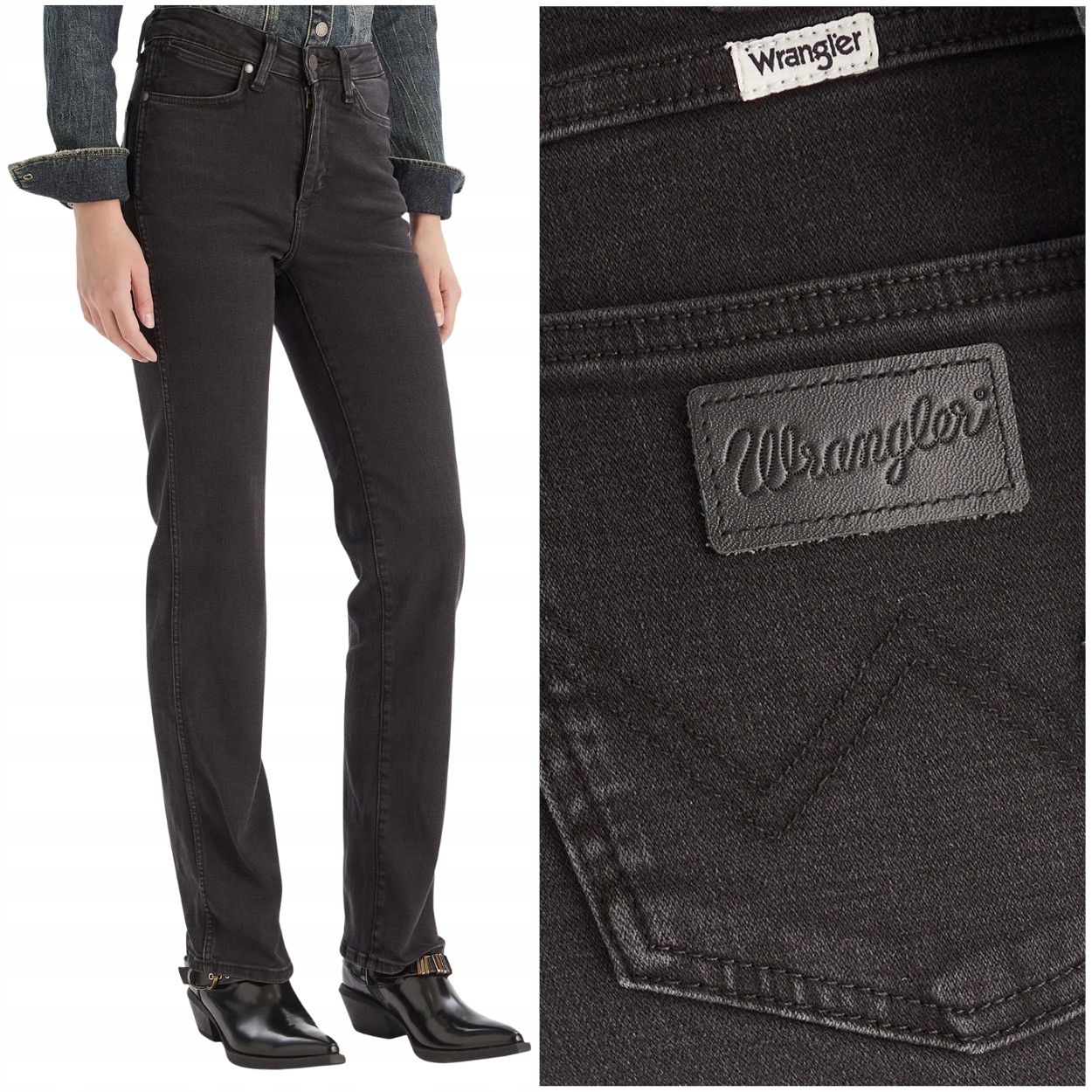 Wrangler Straight Nebula Black jednoduché dámské džínové kalhoty W32 L32