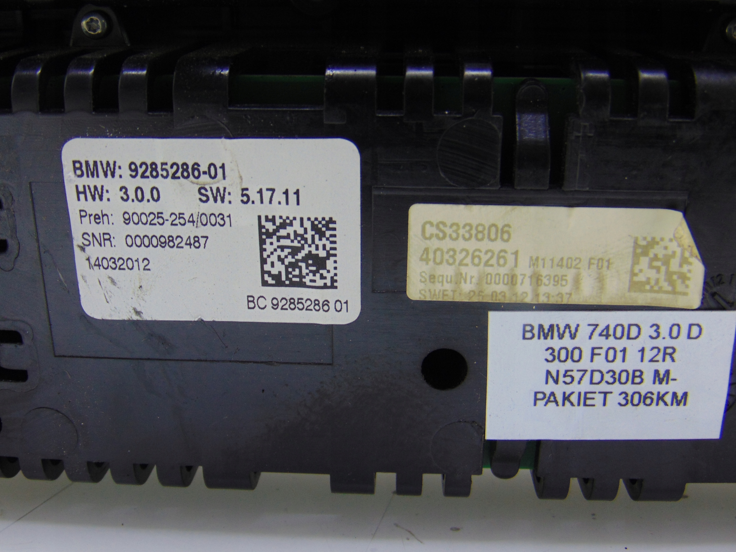 Unite commande clima RADIA BMW 7 F01 F02 08- 9285286