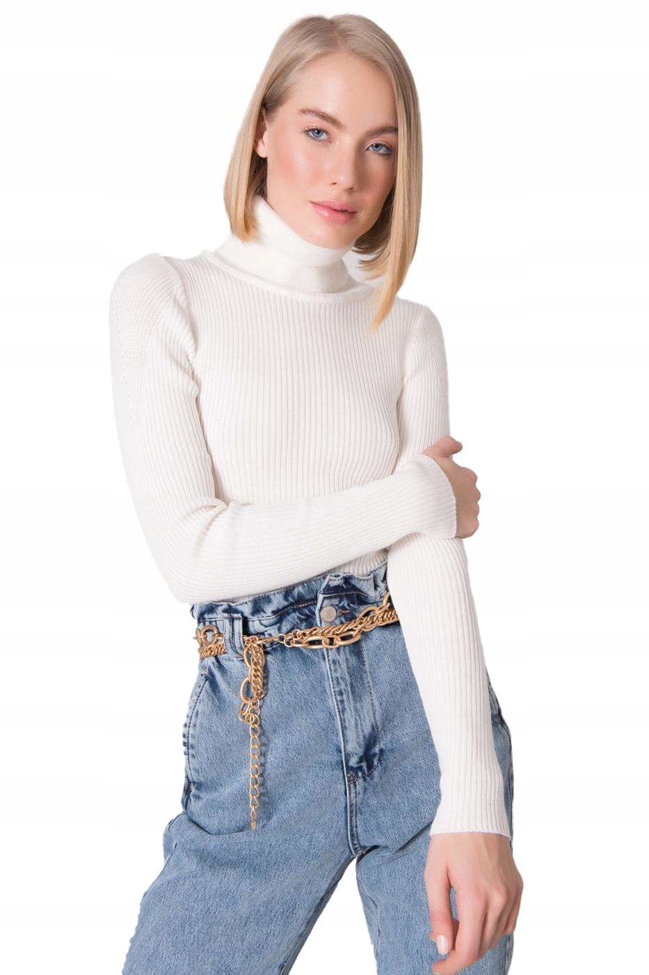 

Modny Kobiecy Sweter Golf prążkowany - M