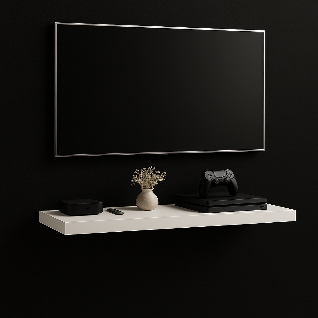 Moderní nástěnná police pod televizor elegantní závěsná pod televizor 110 x 15 cm