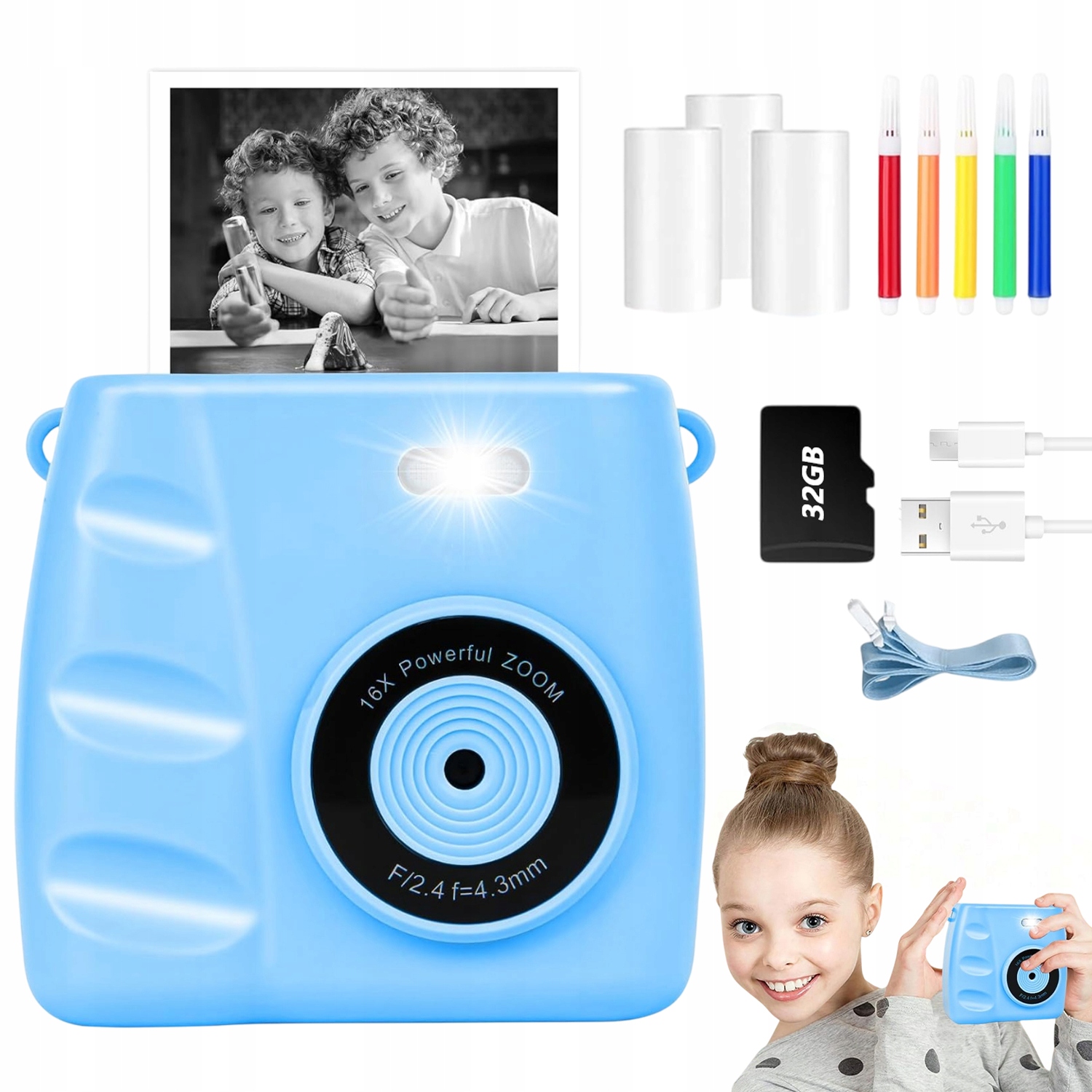 Digitální Instantní Fotoaparát Pro Děti S Tiskárnou 1080P