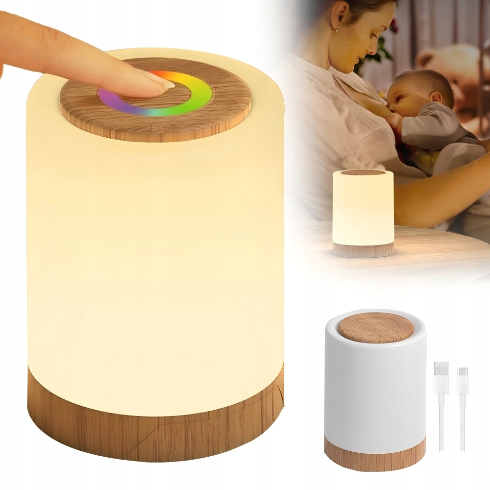 Noční Lampa, Dotyková, Stmívatelná, 10 Barev A 4 Režimy, 3W Lampička