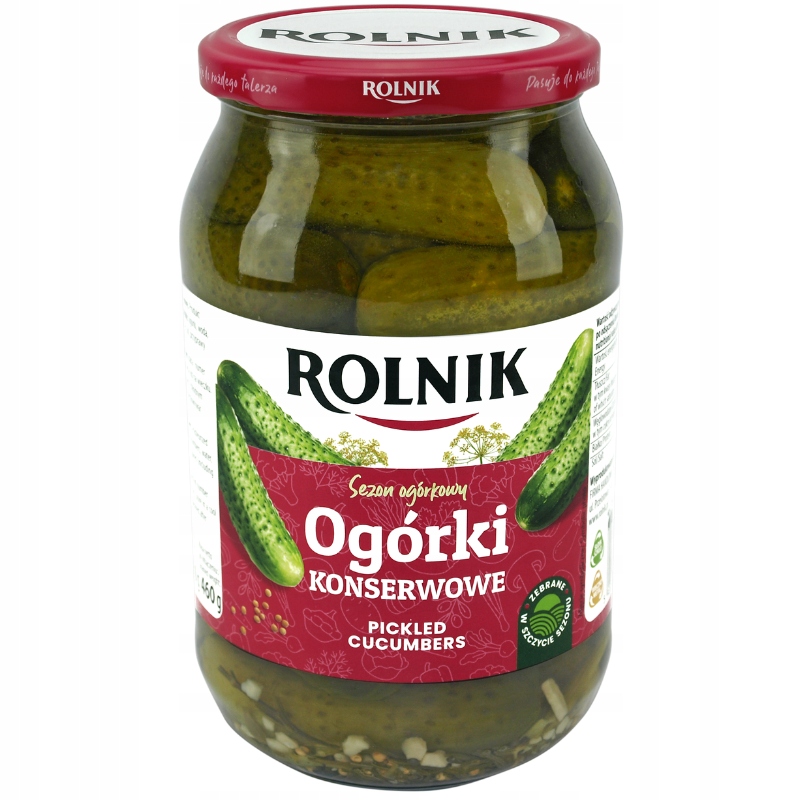 Ogórki Konserwowe Chrupiące Tradycyjne w Occie Do Sałatki 900 ml Rolnik