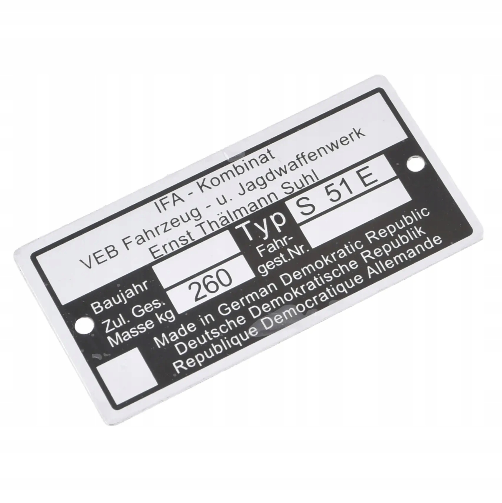 Tabliczka blacha znamionowa Simson S51E DPR Classic Producent inny