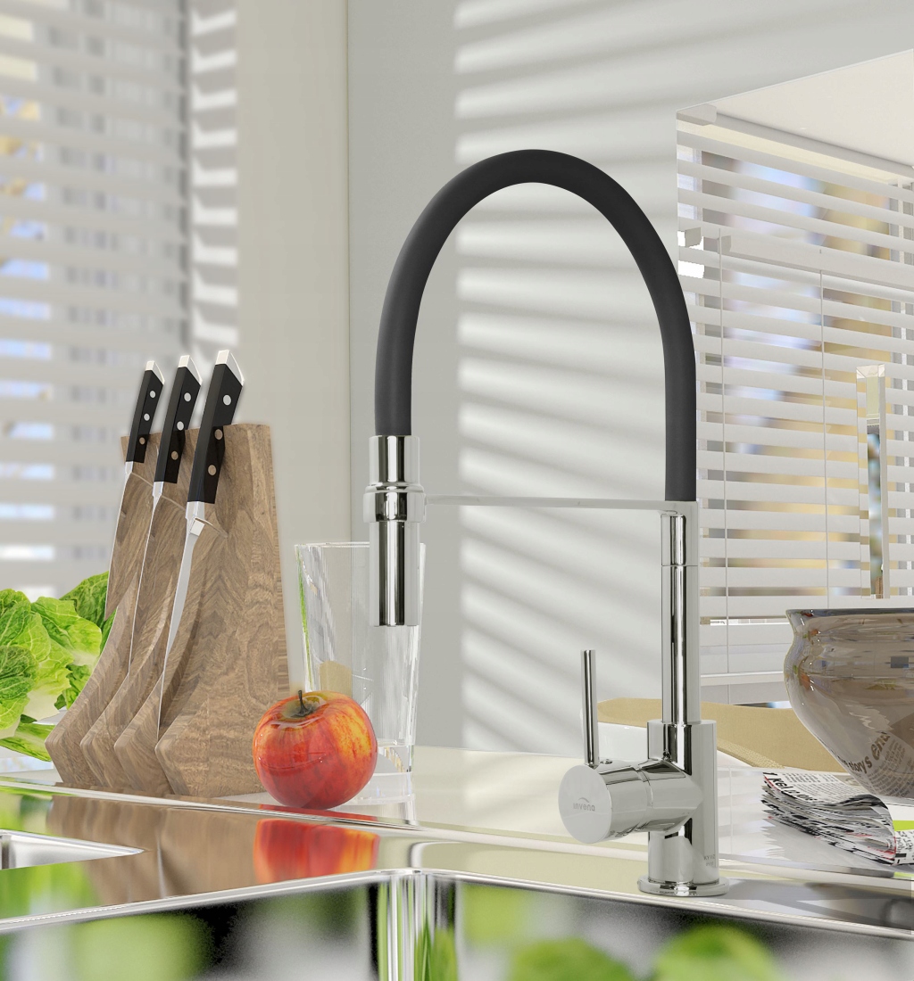 BATERIA KUCHENNA ZLEWOZMYWAKOWA STOJĄCA KRAN WYLEWKA RUCHOMA OBROTOWA CHROM Marka Invena