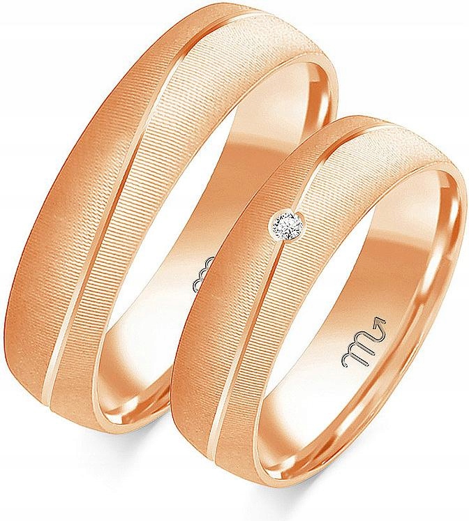 Zlaté snubní prsteny se zirkonem pro pár 585, 29 30 31, bohatá kolekce pro svatba