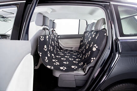 Levně Autopotah nylon/flís, černý s béžovými packami 1,40 x 1,45 m