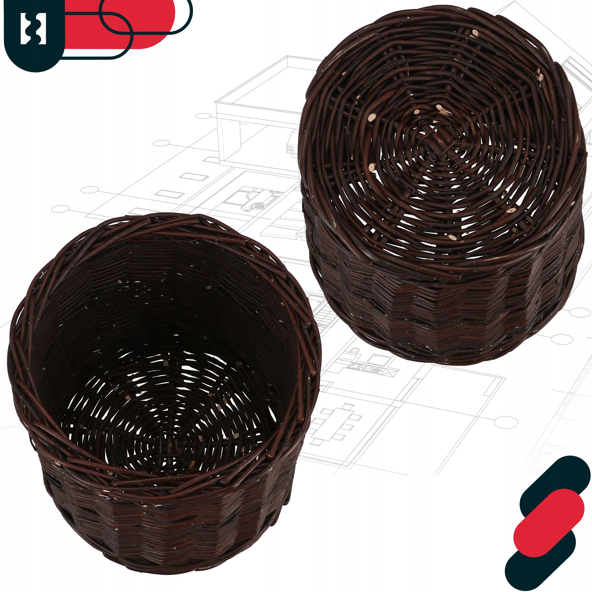 OSŁONKA WIKLINOWA NATURALNA DONICZKA PLECIONA KOSZYK NA KWIATY ROŚLINY Fi28 Wysokość produktu 26 cm