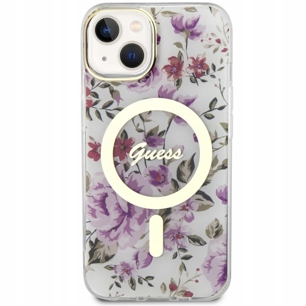 Etui Guess Flower MagSafe na iPhone 14 przezroczyste Guess