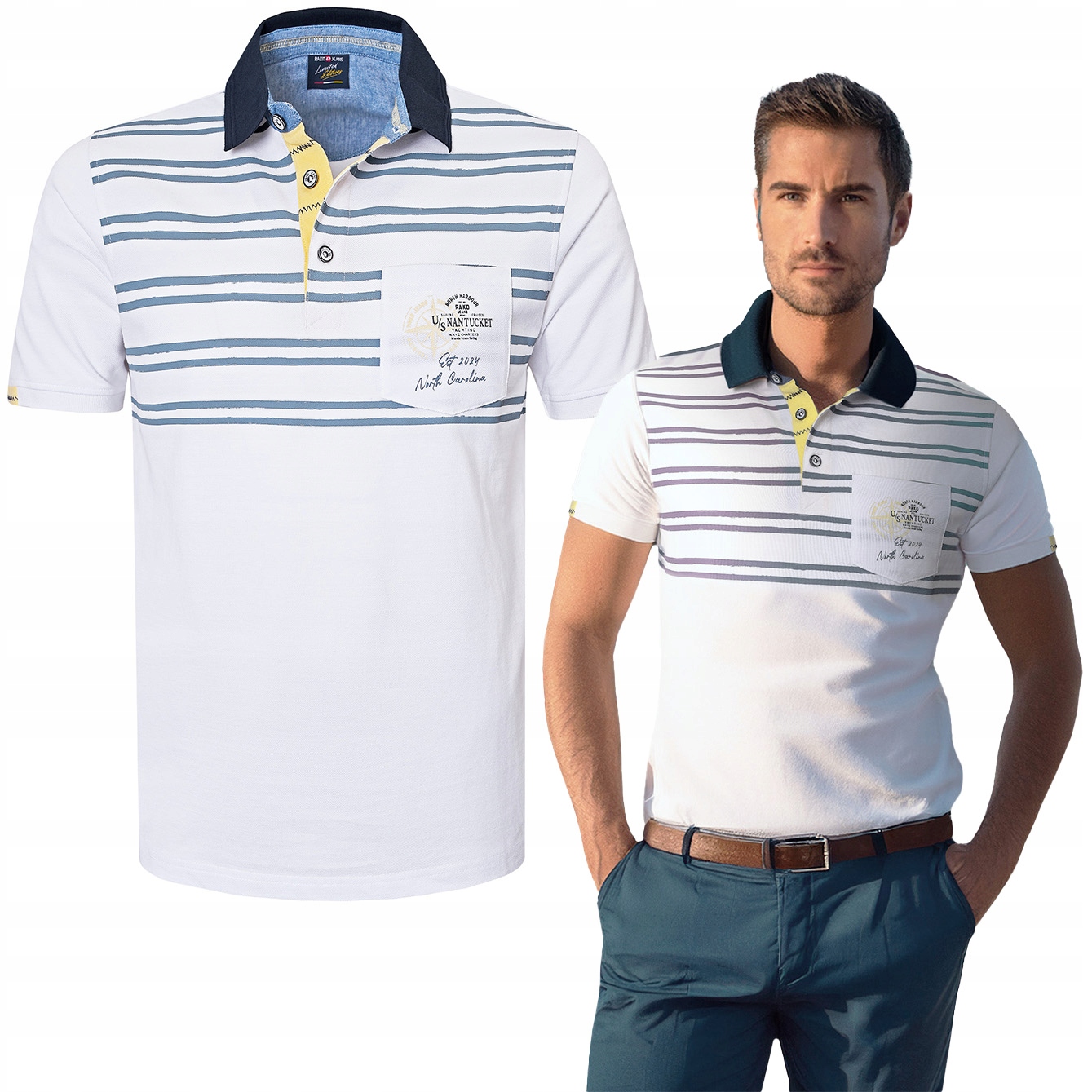 polokošile Pánské Bílé Bavlněné Lead Elegantní 2XL Pako Jeans