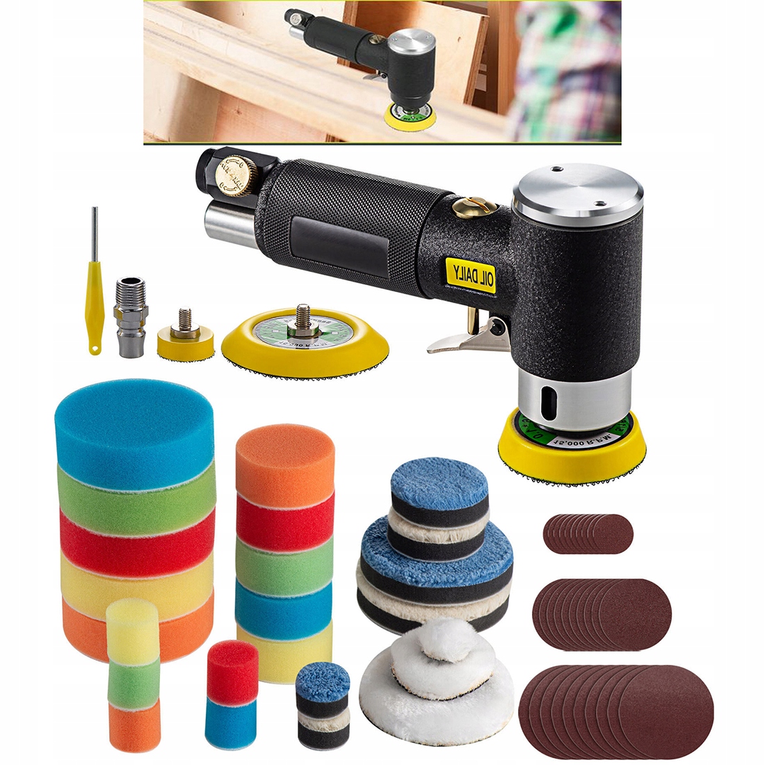 Mini Pneumatická Leštička 2/3", Oscilační Excentrická Bruska Vzduchu
