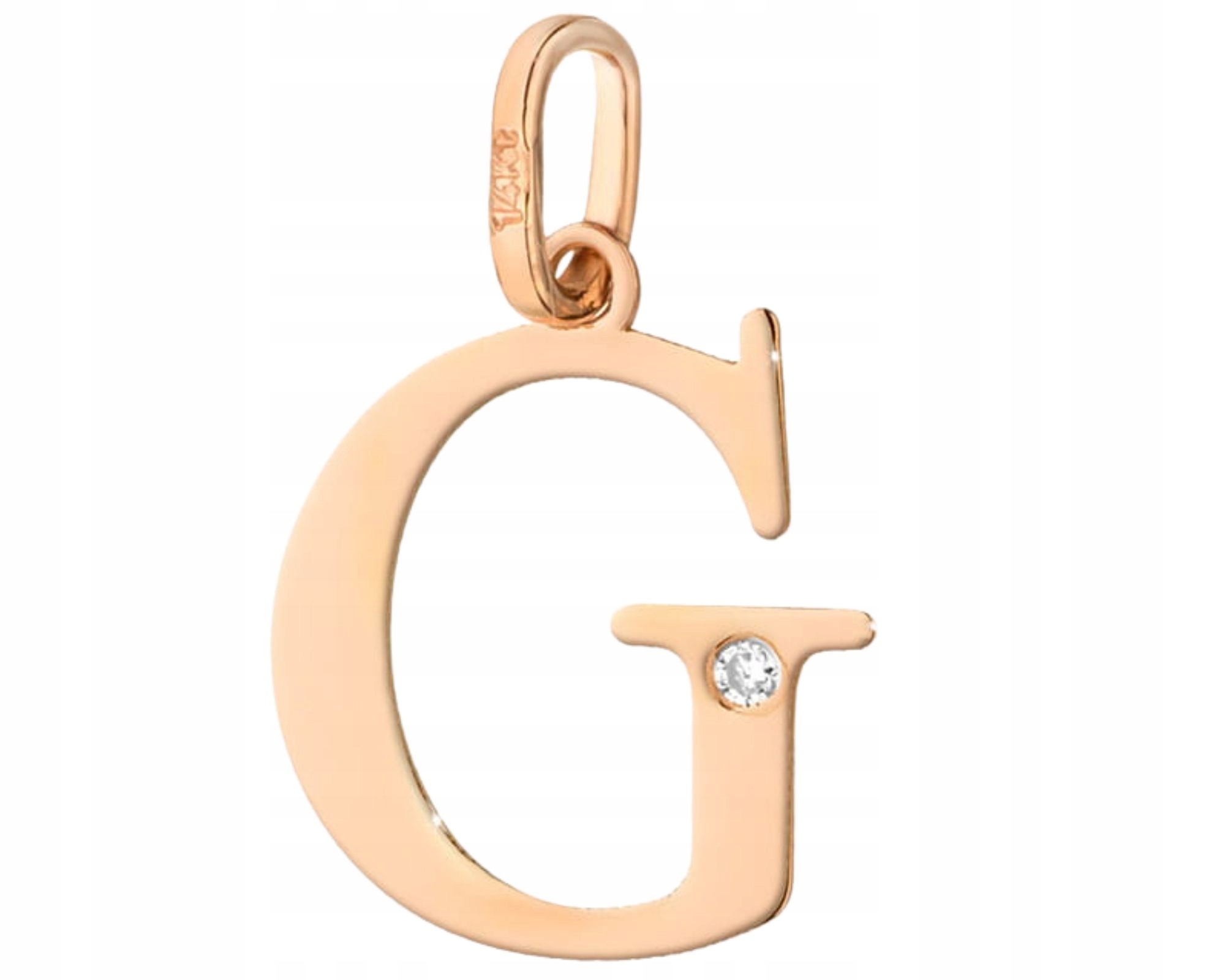 Růžové Zlato Přívěsek Malé Písmeno G Brylant Diamant Gravírování