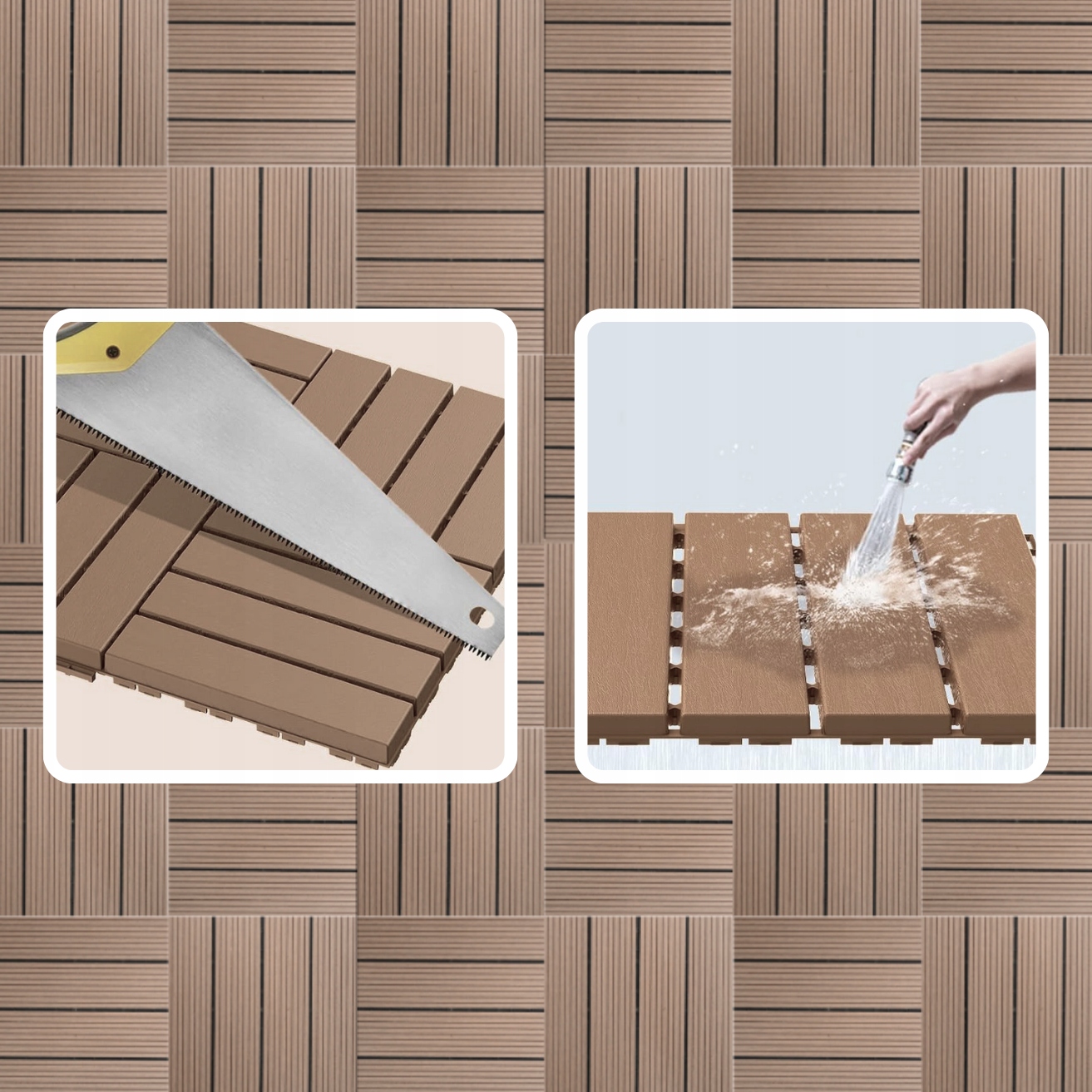 PODEST TARASOWY KOMPOZYTOWY PODŁOGA NA TARAS JASNE DREWNO 30x30x2,5cm Długość 0.3 m