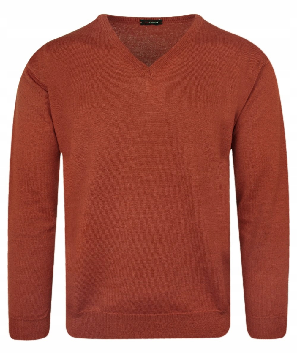 Pomarańczowy Sweter V-neck MAX SHELDON XL